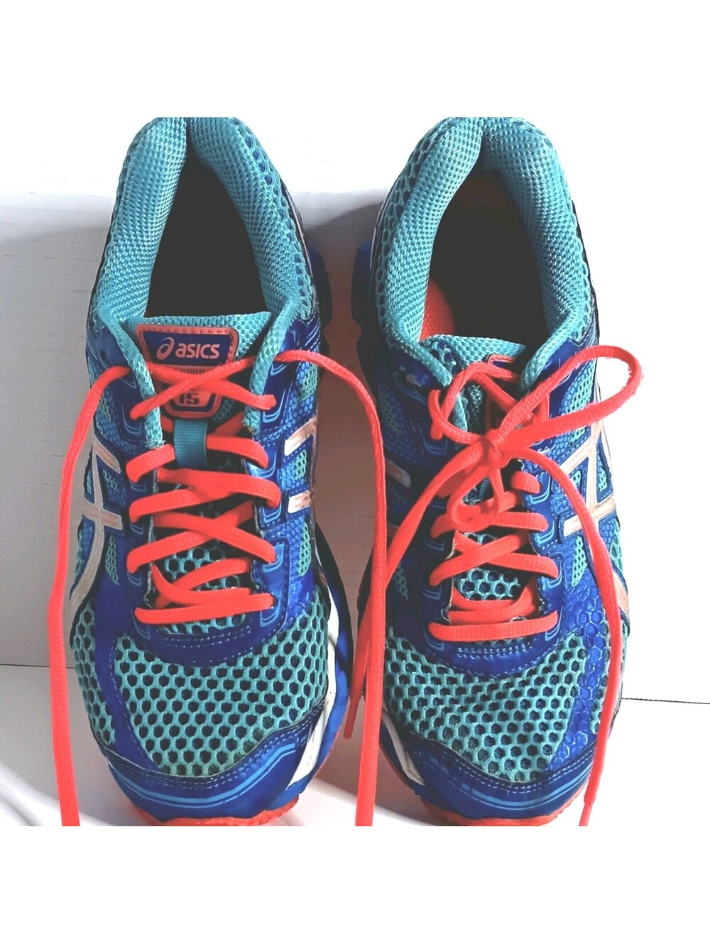 Asics GEL-Cumulus 15 Womens 7.5 Blue Turq. Melon Athletic Running Shoes Sneakers